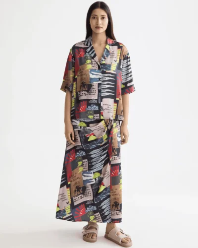 Alternative view of Scotch & Soda UFS00830M High rise midi wrap skirt, Art Dept Collage