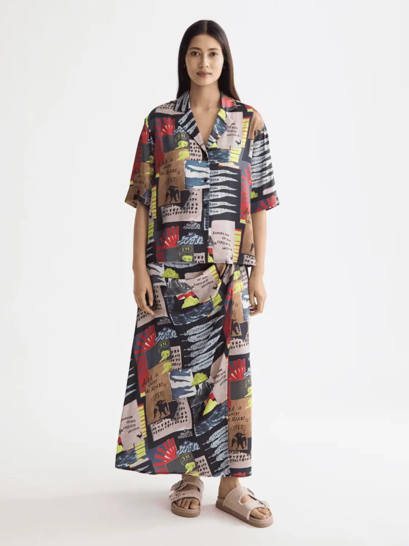 Alternative view of Scotch & Soda UFS00830M High rise midi wrap skirt, Art Dept Collage