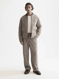 Alternative view of Scotch & Soda 181130 Reversible yarn-dyed padded bomber jacket, Demitasse / Eggnog
