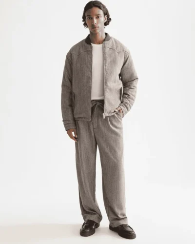 Alternative view of Scotch & Soda 181130 Reversible yarn-dyed padded bomber jacket, Demitasse / Eggnog