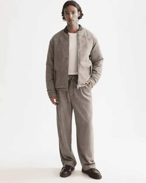 Alternative view of Scotch & Soda Reversible yarn-dyed padded bomber jacket, Demitasse / Eggnog