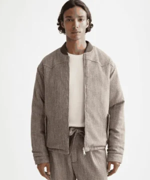 Scotch & Soda 181130 Reversible yarn-dyed padded bomber jacket, Demitasse / Eggnog