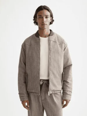 Scotch & Soda Reversible yarn-dyed padded bomber jacket, Demitasse / Eggnog