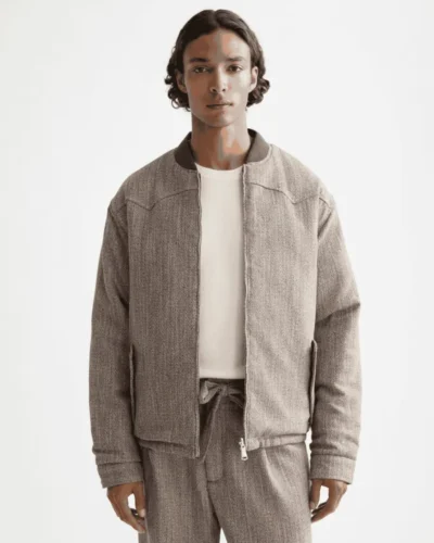 Scotch & Soda 181130 Reversible yarn-dyed padded bomber jacket, Demitasse / Eggnog