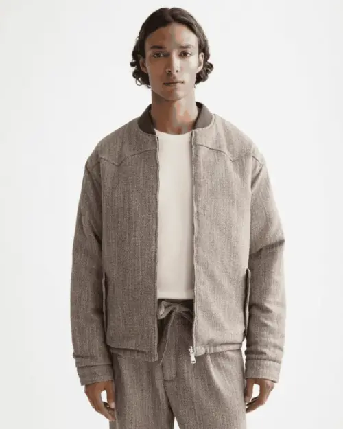 Scotch & Soda Reversible yarn-dyed padded bomber jacket, Demitasse / Eggnog