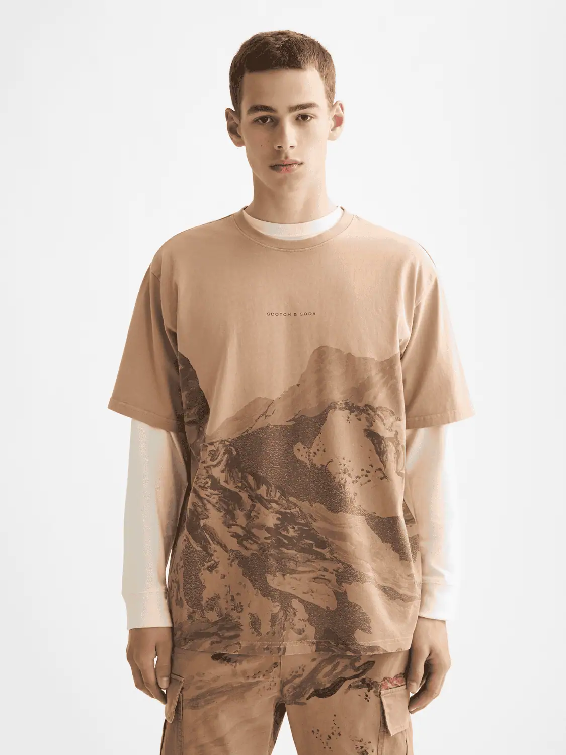 Scotch & Soda 181304 Loose Fit Overdyed AW T-shirt, Tannin