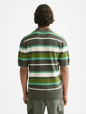 Scotch & Soda Knitted striped regular polo,Thyme Stripe image3