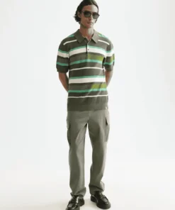 Alternative view of Scotch & Soda 181320 Knitted striped regular polo,Thyme Stripe