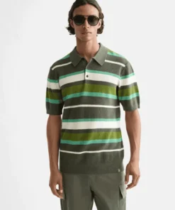 Scotch & Soda 181320 Knitted striped regular polo,Thyme Stripe