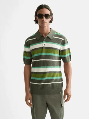 Scotch & Soda 181320 Knitted striped regular polo,Thyme Stripe