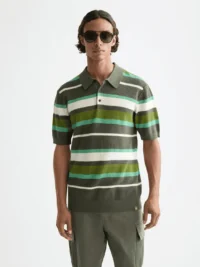 Scotch & Soda 181320 Knitted striped regular polo,Thyme Stripe