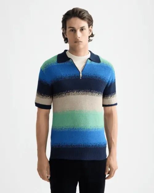 Scotch & Soda 181321 Cotton Knitted Degrade Polo Campanula
