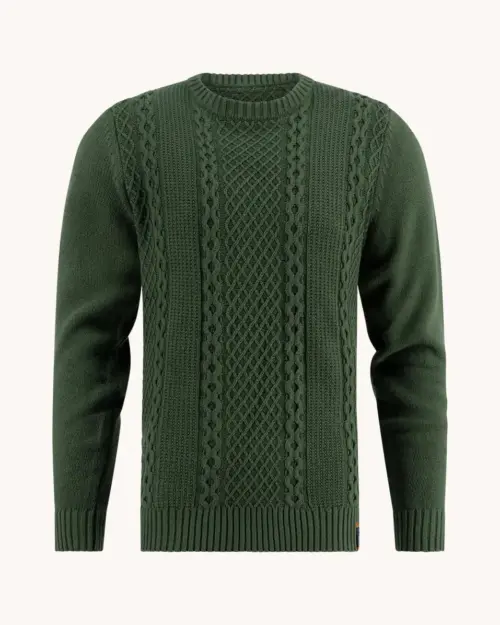 A Fish Named Fred 32.501 - Cable Pullover  Dark Green
