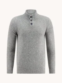 A Fish Named Fred 32.504 - Button Collar Jumper, Dark Grey