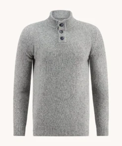 A Fish Named Fred 32.504 - Button Collar Jumper, Dark Grey