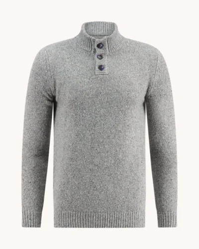A Fish Named Fred 32.504 - Button Collar Jumper, Dark Grey