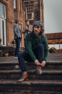 Alternative view of A Fish Named Fred 32.284 - Flatcap Check, Dark Green