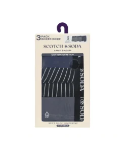 Alternative view of Scotch & Soda 3 pk Men's Cotton Stretch Boxer, Grey / Navy