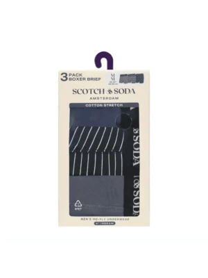 Alternative view of Scotch & Soda 3 pk Men's Cotton Stretch Boxer, Grey / Navy