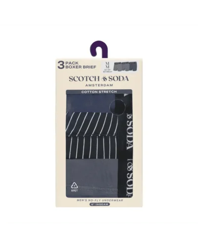 Alternative view of Scotch & Soda 3 pk Men's Cotton Stretch Boxer, Grey / Navy