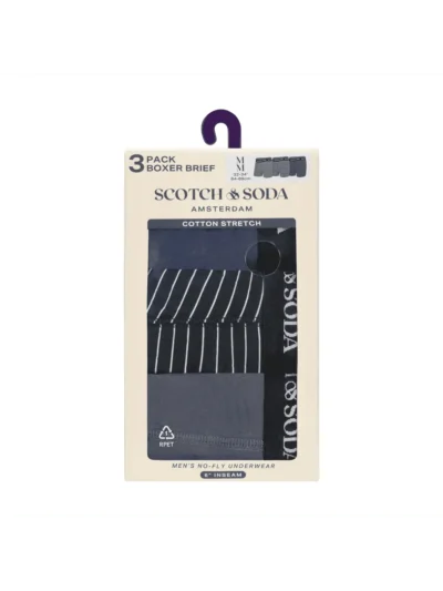 Alternative view of Scotch & Soda 3 pk Men's Cotton Stretch Boxer, Grey / Navy