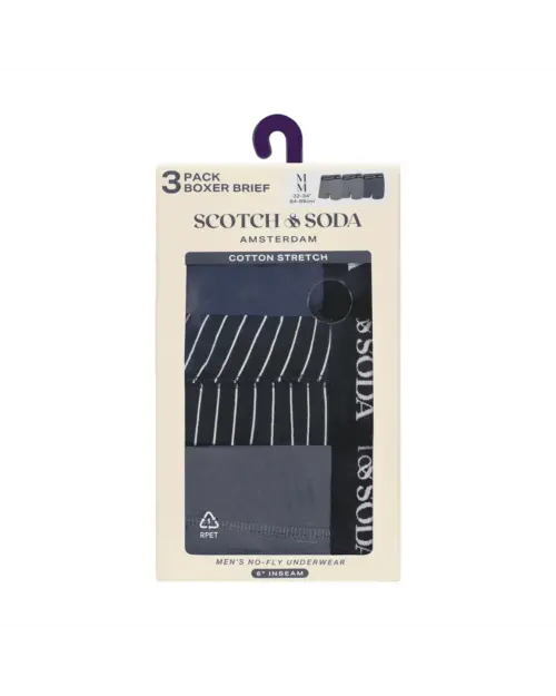 Alternative view of Scotch & Soda 3 pk Men's Cotton Stretch Boxer, Grey / Navy