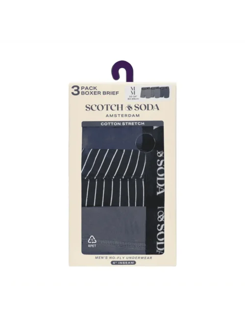 Alternative view of Scotch & Soda 3 pk Men's Cotton Stretch Boxer, Grey / Navy