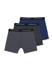 Scotch & Soda 3 pk Men's Cotton Stretch Boxer, Grey / Navy
