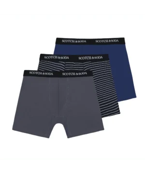 Scotch & Soda 3 pk Men's Cotton Stretch Boxer, Grey / Navy