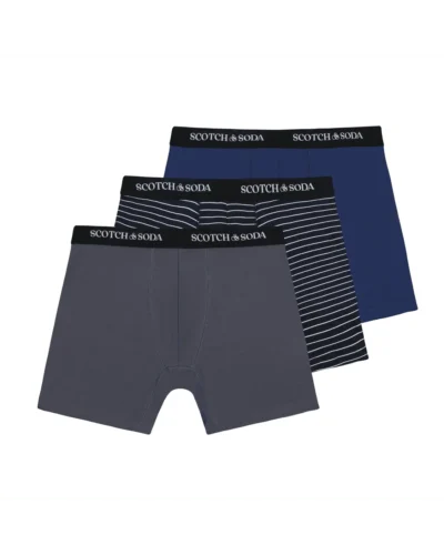 Scotch & Soda 3 pk Men's Cotton Stretch Boxer, Grey / Navy