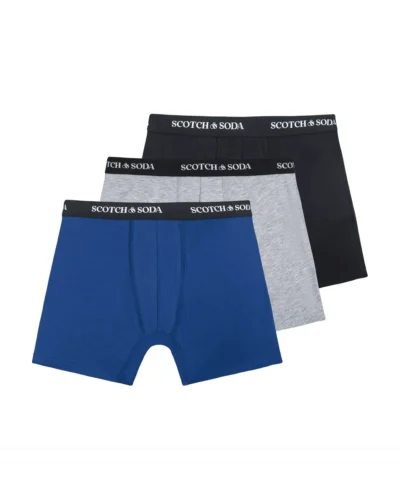 Scotch & Soda 3 pk Men's Cotton Stretch Boxer, Navy / Grey