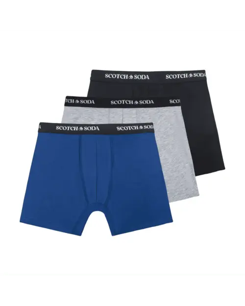 Scotch & Soda 3 pk Men's Cotton Stretch Boxer, Navy / Grey