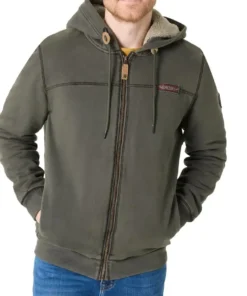 Timezone Sweat Hoodie Jacket, Black Olive