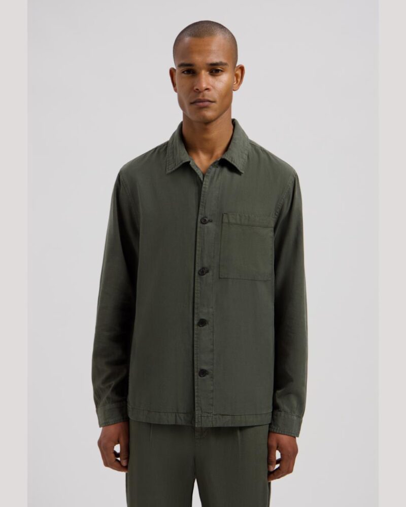 Dstrezzed 155012- Jesse Overshirt Linen blend, Dk Army - Image 6