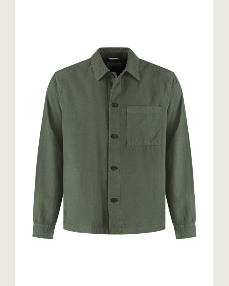 Dstrezzed 155012- Jesse Overshirt Linen blend, Dk Army - Image 4