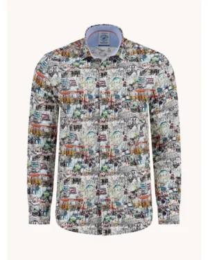 A Fish Named Fred - Shirt Sketch, Multi Linen blend