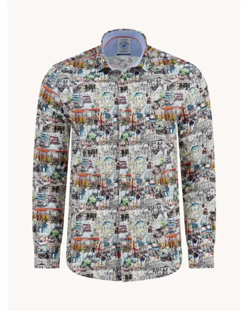 A Fish Named Fred - Shirt Sketch, Multi Linen blend