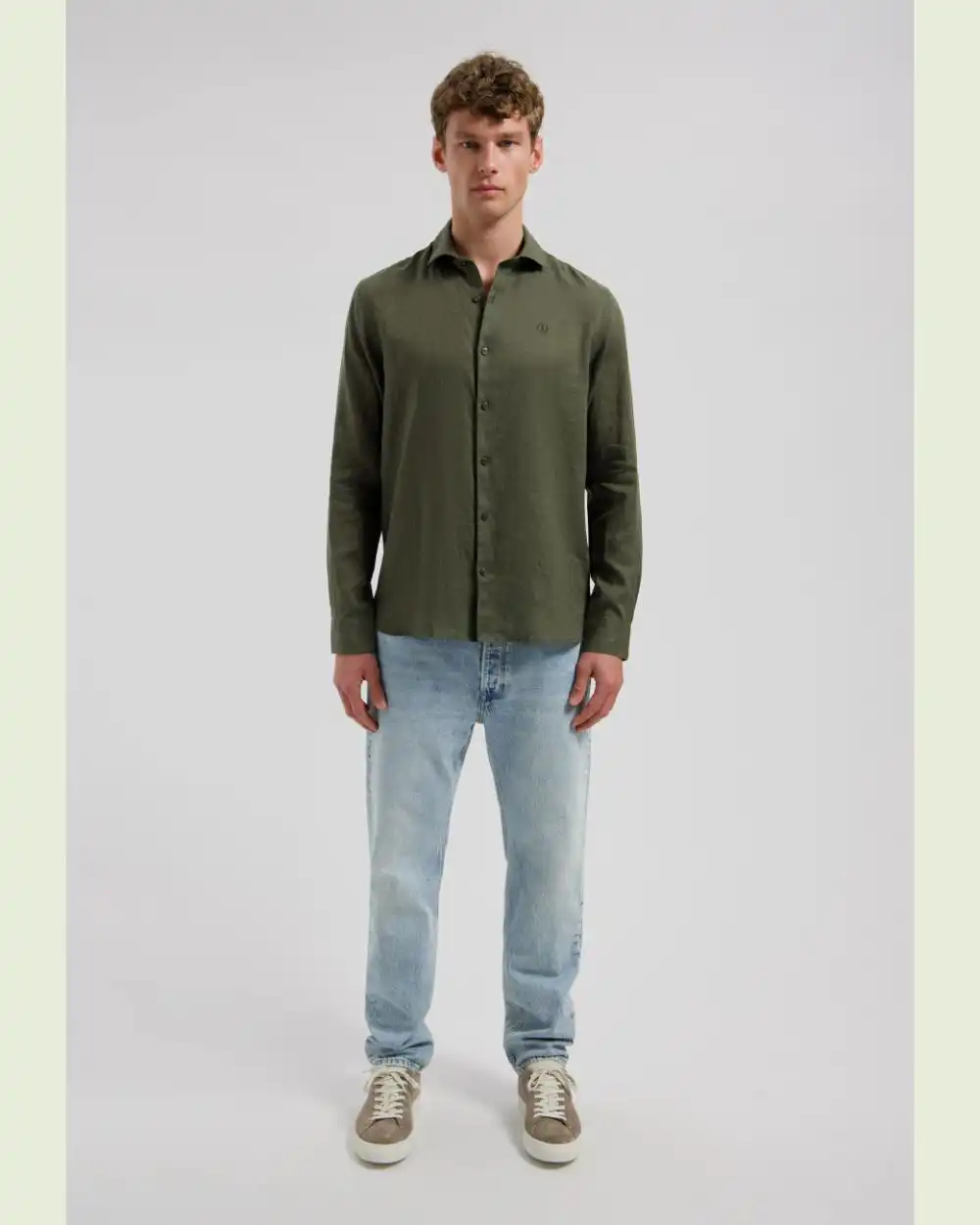 Dstrezzed 303710- The Jagger Shirt 100% Linen, Dk Army - Image 2