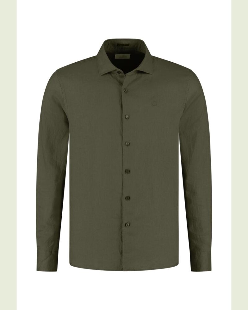 Dstrezzed 303710- The Jagger Shirt 100% Linen, Dk Army - Image 5