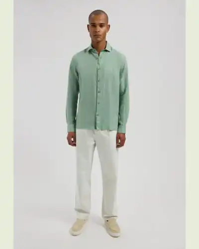 Alternative view of Dstrezzed 303710- The Jagger Shirt 100% Linen, Green Bay