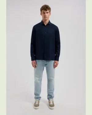 Alternative view of Dstrezzed 303710- The Jagger Shirt 100% Linen, Dk Navy
