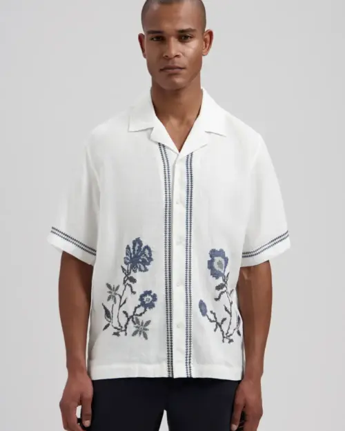 Dstrezzed Hero Arwork 100% Linen Shirt 311525 White