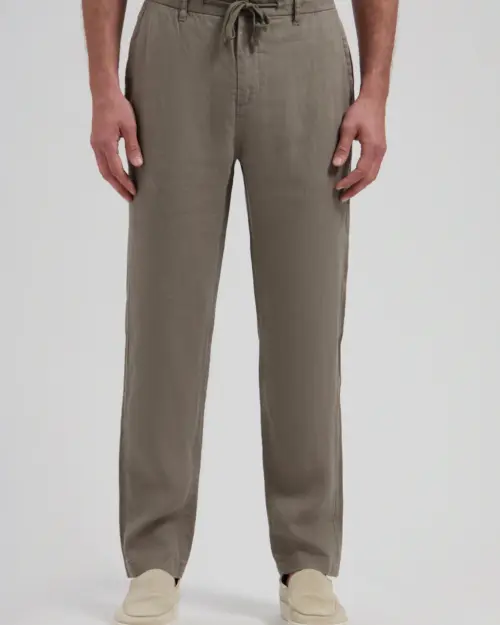 Dstrezzed 100% Crispy Linen Pants 501822 Grey Brown