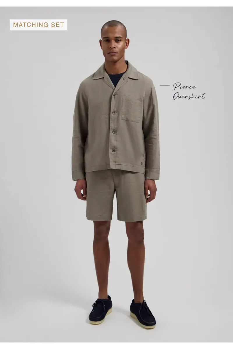 Dstrezzed 100% Linen Shorts, Grey Brown - Image 4