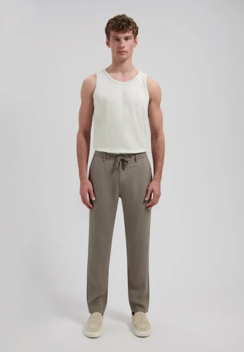 Dstrezzed 501822 : 100% Crispy Linen Pants- Grey Brown - Image 4