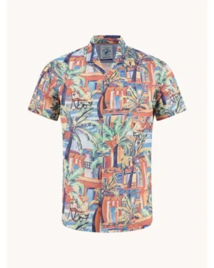 A Fish Named Fred 33.061 - Linen blend Tropical Sketch Shirt