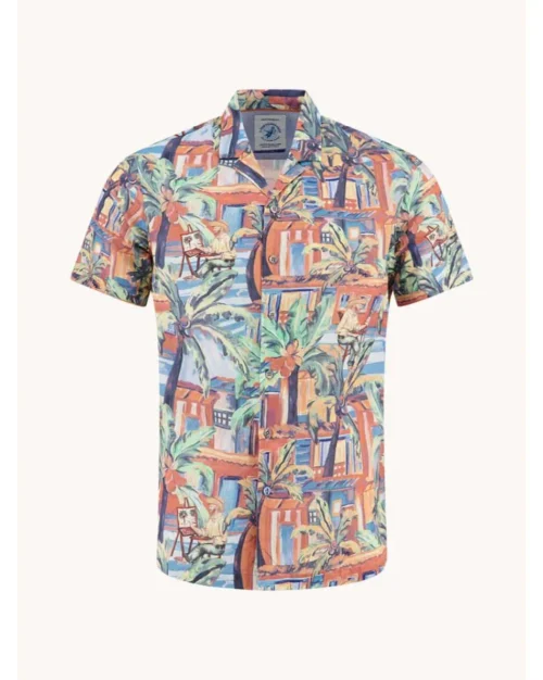 A Fish Named Fred 33.061 - Linen blend Tropical Sketch Shirt