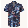 A Fish Named Fred Short Sleeve Shirt, Cubist Navy