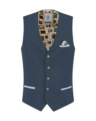 A Fish Named Fred  Waistcoat Pique, Navy
