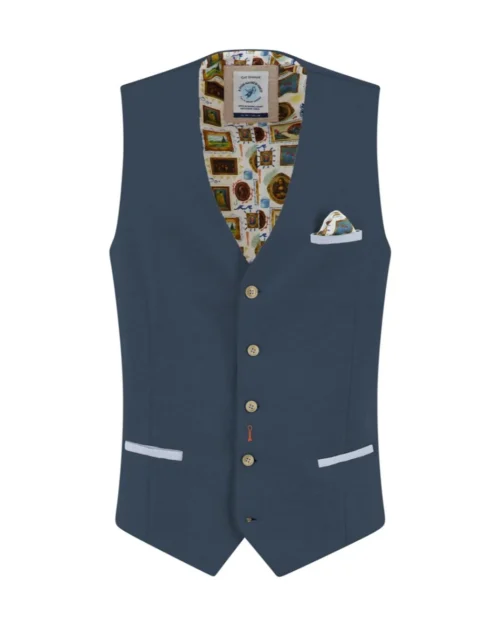 A Fish Named Fred  Waistcoat Pique, Navy